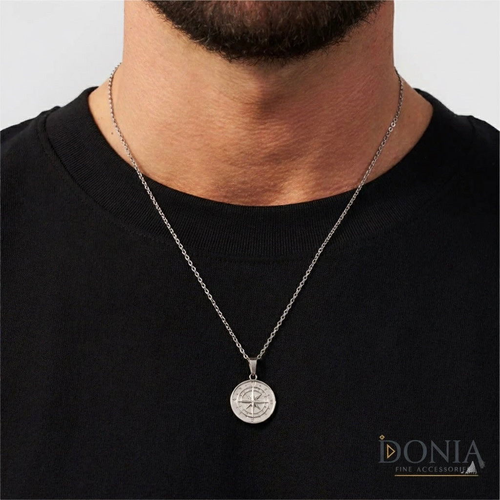 Titanium Compass Necklace