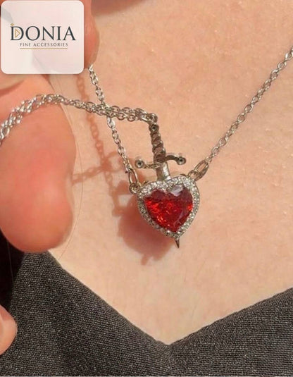 Couple Cables Necklace Set – Stainless Steel Heart & Dagger Design